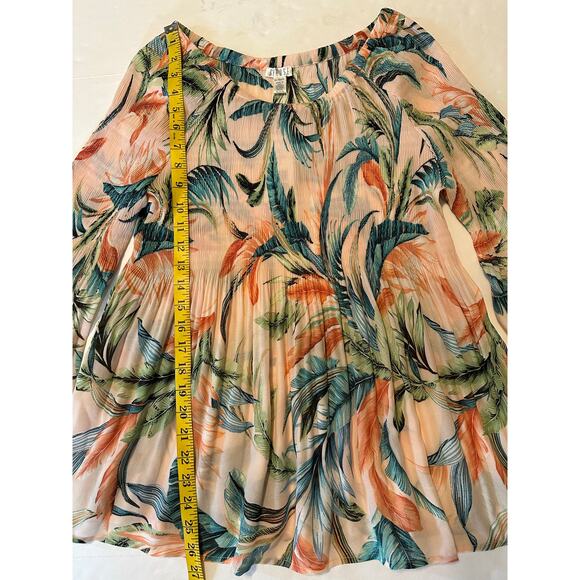Spense Pleaters Women's Size XL Pink Floral Blouse Top 3/4 Bell Sleeve - Picture 4 of 9